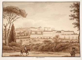 Villa Falconieri, 1833 (etsning med brun tvätt)